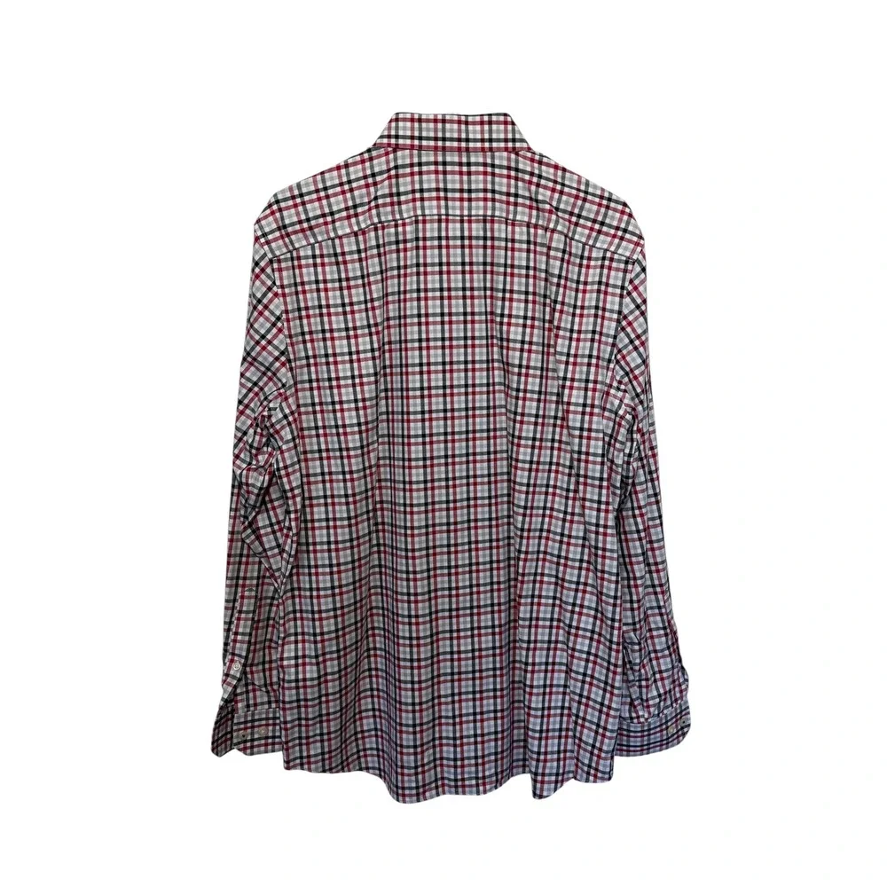 Banana Republic Mens Red Black Plaid Button Down Shirt L Camden Fit Non-Iron